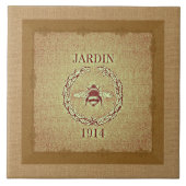 装飾的なヴィンテージの穀物袋バーラップの一見の蜂 タイル (正面)