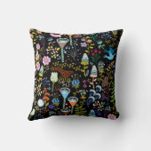 装飾的なヴィンテージスカンジナビアの花の黒 クッション (裏面)