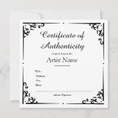 装飾的なヴィンテージ証明書 芸術の真正性に関するもの (正面)