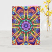 装飾的な万華鏡のように千変万化するパターンのバースデー・カード カード (黄色い花)