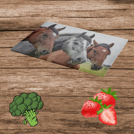 装飾的な三つの馬の顔のガラス製まな板 カッティングボード
