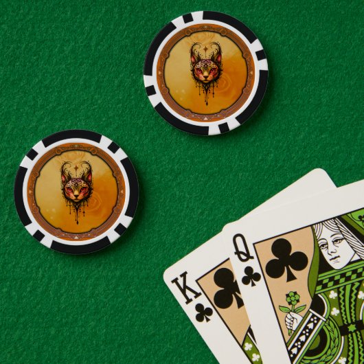 装飾的な優雅さ：猫のポートレート。 ポーカーチップ (ポーカーテーブル (ダブル))