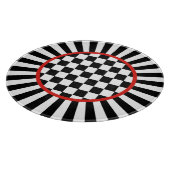 装飾的な円形のこっけい者の点検のガラスまな板 カッティングボード (角)