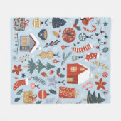 装飾的な冬の要素のクリスマスコレクション フリースブランケット (正面(横))