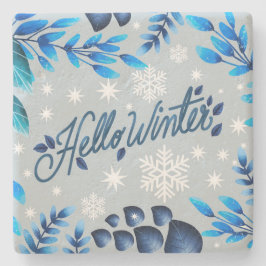 装飾的な冬葉の ストーンコースター