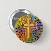 装飾的な十字 缶バッジ (正面&裏面)