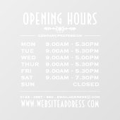 装飾的な営業時間と店舗情報 ウィンドウサイン (シート)