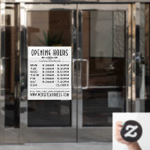 装飾的な営業時間と店舗情報 ウィンドウサイン (オフィスドア)
