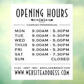 装飾的な営業時間と店舗情報 ウィンドウサイン (シート3)