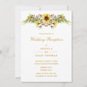 装飾的な夏の花の結婚式の披露宴 招待状 (正面)