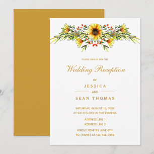 装飾的な夏の花の結婚式の披露宴 招待状