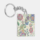 装飾的な孔雀およびカラフルな花 キーホルダー (正面左)