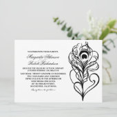 装飾的な孔雀の羽の結婚式招待状 招待状 (スタンド正面)