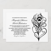 装飾的な孔雀の羽の結婚式招待状 招待状 (正面/裏面)