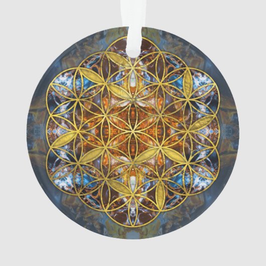 装飾的な宝石用原石の生命の神聖な幾何学の花 オーナメント (裏面)