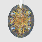 装飾的な宝石用原石の生命の神聖な幾何学の花 オーナメント (正面)