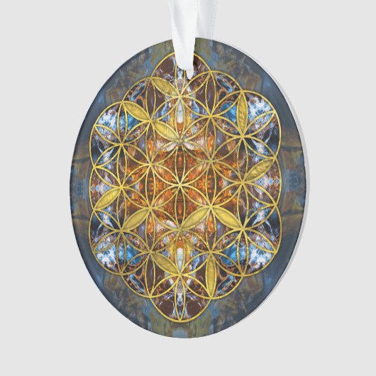 装飾的な宝石用原石の生命の神聖な幾何学の花 オーナメント (正面)