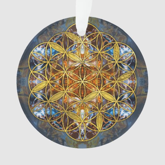 装飾的な宝石用原石の生命の神聖な幾何学の花 オーナメント (正面)