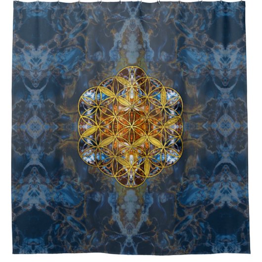 装飾的な宝石用原石の生命の神聖な幾何学の花 シャワーカーテン (正面)