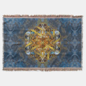 装飾的な宝石用原石の生命の神聖な幾何学の花 スローブランケット (正面)
