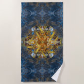 装飾的な宝石用原石の生命の神聖な幾何学の花 ビーチタオル (正面)