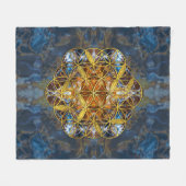 装飾的な宝石用原石の生命の神聖な幾何学の花 フリースブランケット (正面(横))