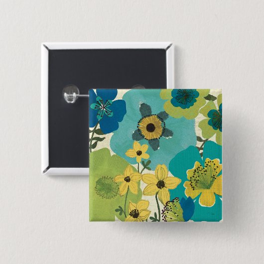 装飾的な庭の花 缶バッジ (正面&裏面)
