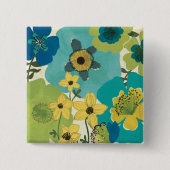 装飾的な庭の花 缶バッジ (正面)