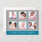 装飾的な扇子模様付き写真コラージュ ポストカード (正面/裏面)