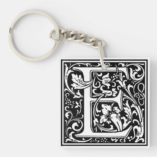 装飾的な手紙のイニシャル"E" キーホルダー (正面)