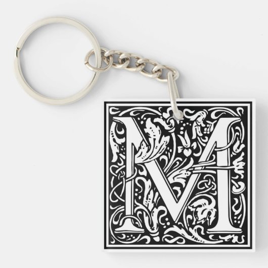 装飾的な手紙のイニシャル"M" キーホルダー (正面)