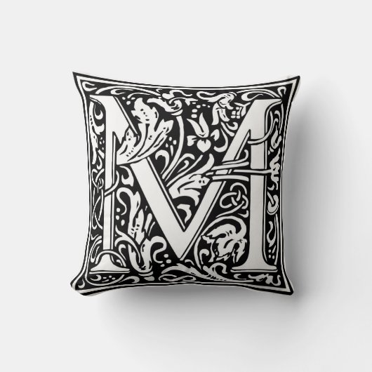装飾的な手紙のイニシャル"M" クッション (正面)
