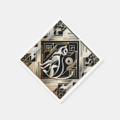 装飾的な抽象的な黒猫のナプキン スタンダードカクテルナプキン (角)