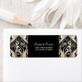 装飾的な抽象的な黒猫のリターンアドレスラベル ラベル (インサイチュ)