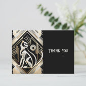 装飾的な抽象的な黒猫の感謝カード サンキューカード (スタンド正面)