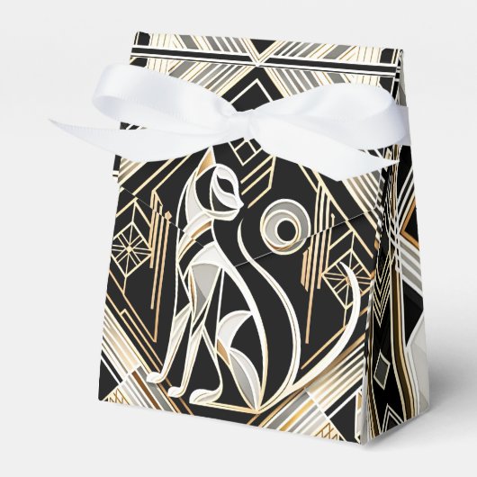 装飾的な抽象的な黒猫の猫の好みのおもちゃ箱 フェイバーボックス (正面サイド)