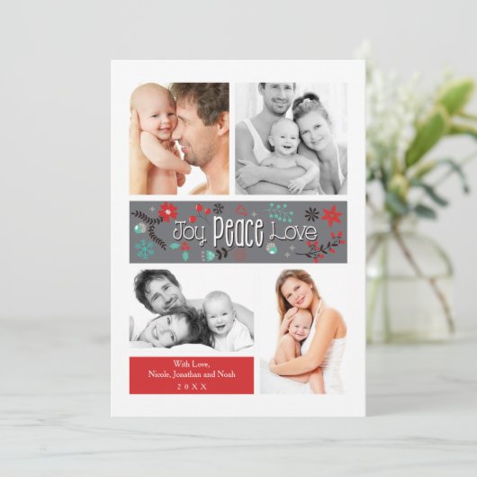 装飾的な旗の数々のな写真の休日カード シーズンカード (スタンド正面)