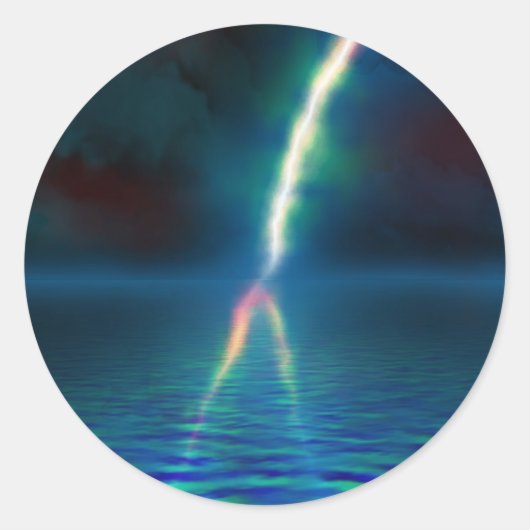 装飾的な暗い穏やかな嵐で海と稲妻 ラウンドシール (正面)