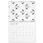 装飾的な木炭グレー カレンダー (2月 2027)