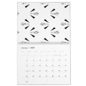 装飾的な木炭グレー カレンダー (1月 2027)