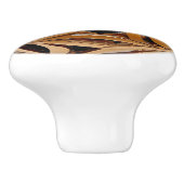 装飾的な木製スクロールワークオーブ セラミックノブ (側面)