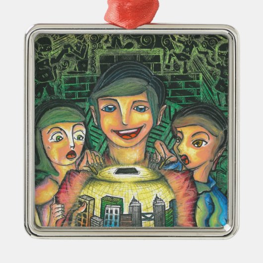 装飾的な正方形 メタルオーナメント (正面)