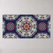 装飾的な民族男性とシームレスなフローラパターン ポスター (正面)