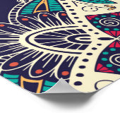 装飾的な民族男性とシームレスなフローラパターン ポスター (角)