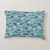 装飾的な海の波の背景 アクセントクッション (裏面)