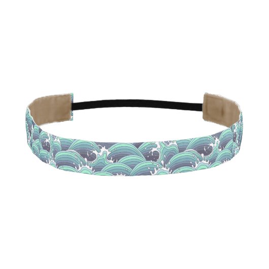 装飾的な海の波の背景 アスレチックヘッドバンド (正面)