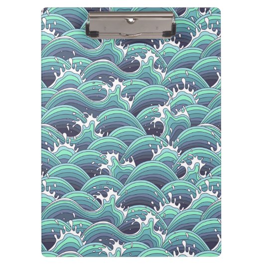装飾的な海の波の背景 クリップボード (正面)