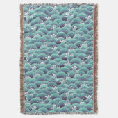 装飾的な海の波の背景 スローブランケット (正面縦)