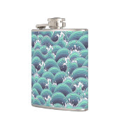 装飾的な海の波の背景 フラスク (左)