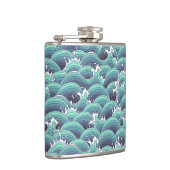 装飾的な海の波の背景 フラスク (右)